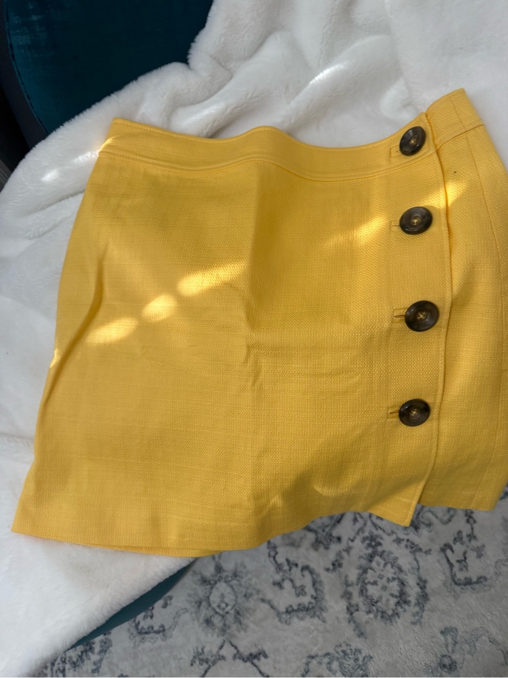12 Brooks Brothers Sunny Yellow Button-Side Mini Skirt